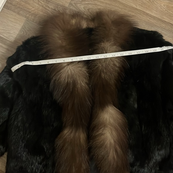 Fur coat. Black rabbit fur with fur collar (fox maybe?) - Picture 2 of 6